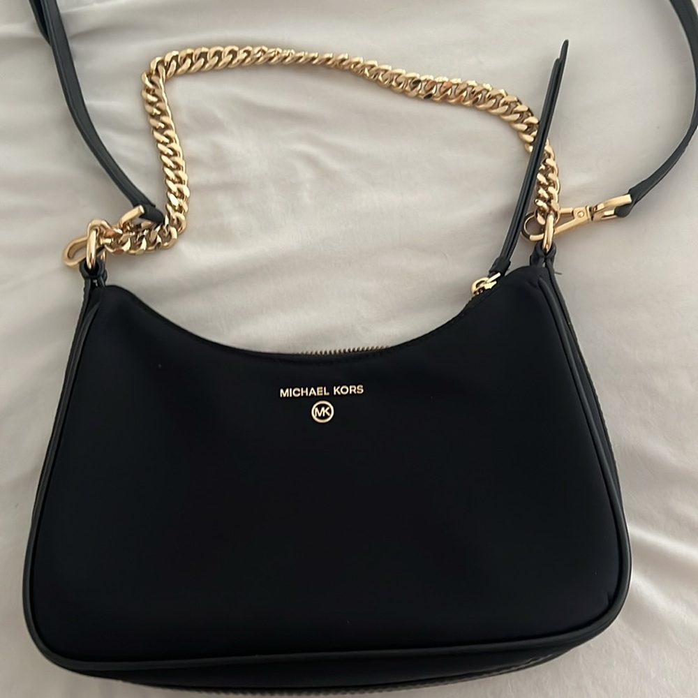 Michael Kors Black Crossbody Bag with Gold Accents